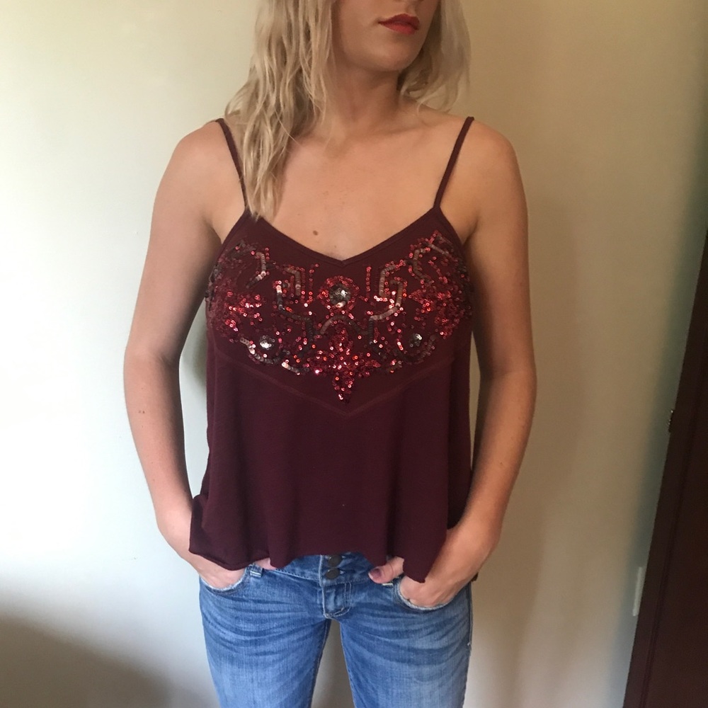 Hollister Red Sequin Tank Top size XS
